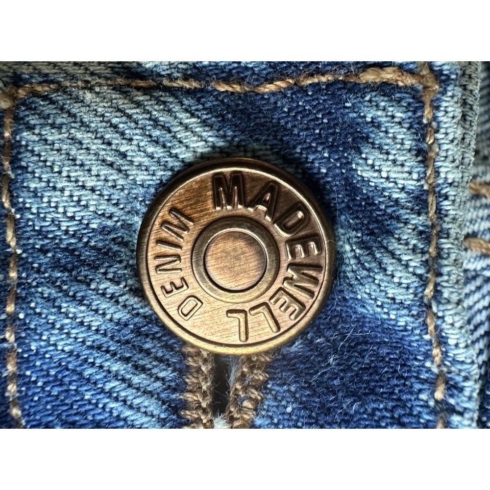 MADEWELL Wide 29" Inseam Leg Crop Destressed Denim Blue High Waist Sz 25 - Picture 12 of 14